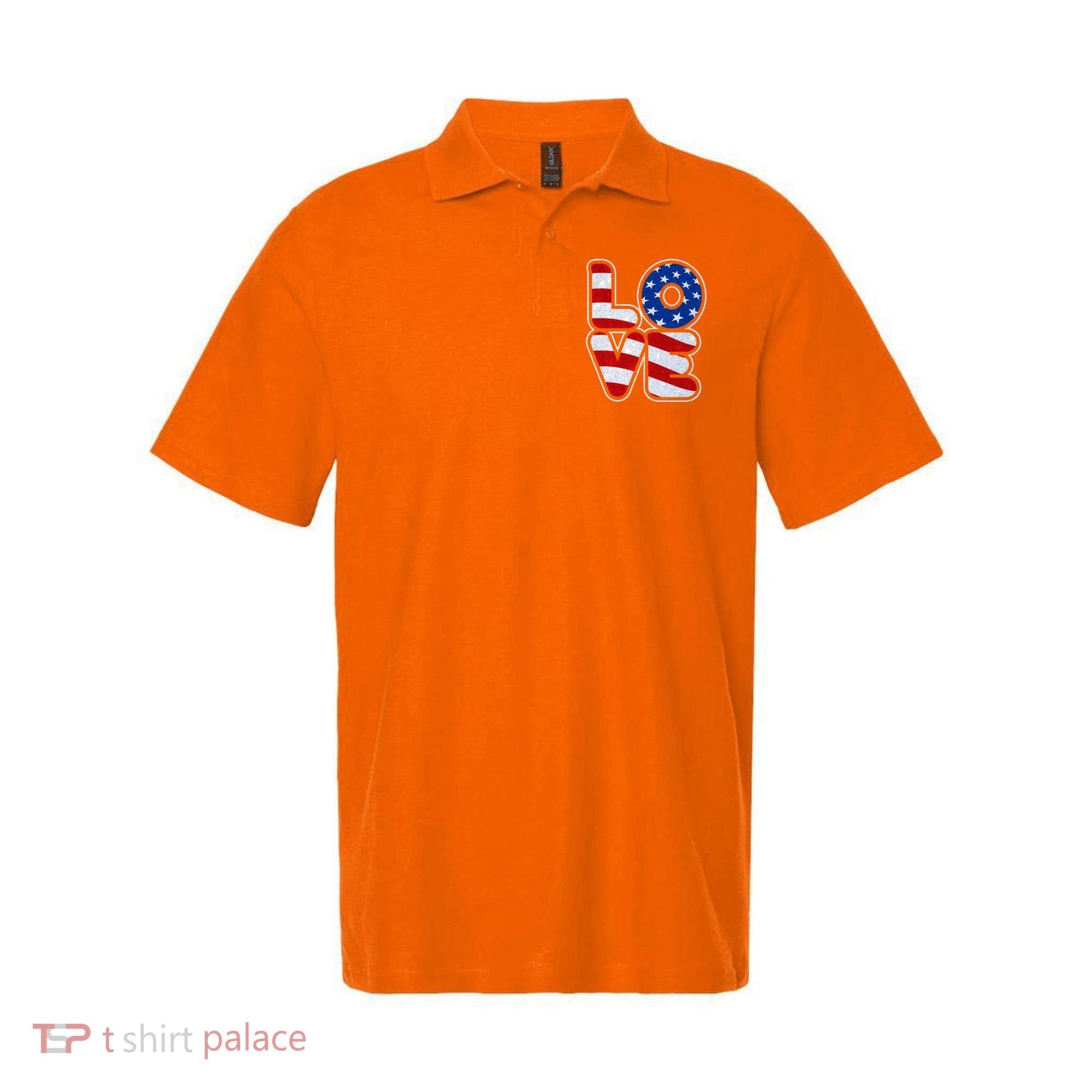 LOVE Red White And Blue Stars And Stripes Polo