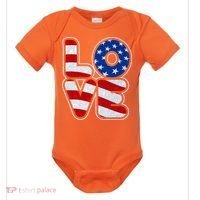 LOVE Red White And Blue Stars And Stripes Baby Bodysuit thumb 0