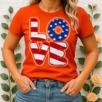 LOVE Red White And Blue Stars And Stripes Women's T-Shirt thumb 2