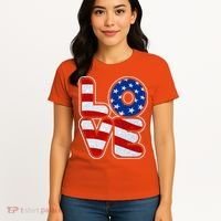 LOVE Red White And Blue Stars And Stripes Women's T-Shirt thumb 4