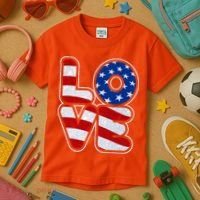 LOVE Red White And Blue Stars And Stripes Kids T-Shirt thumb 3