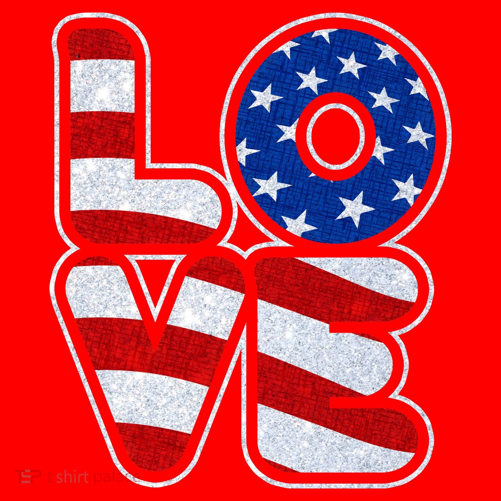 LOVE Red White And Blue Stars And Stripes Santa Hat