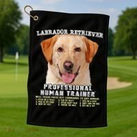 Labrador Retriever Yellow Lab Professional Human Trainer Golf Towel thumb 1