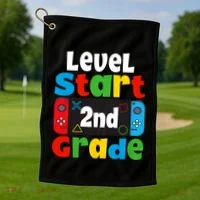 Level Start 2nd Grade Gaming Golf Towel thumb 1