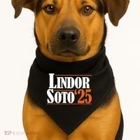 Lindor Soto 25 New York Fan USA-Made Doggie Bandana thumb 1