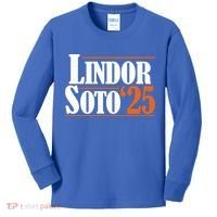 Lindor Soto 25 New York Fan Kids Long Sleeve Shirt thumb 0