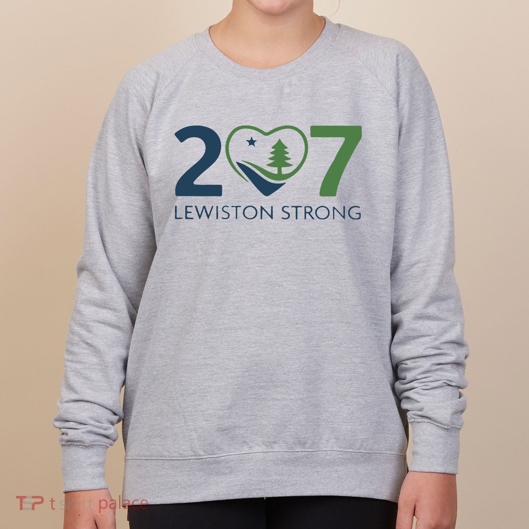 Lewiston Strong 207 Fundraiser Maine Flag In Heart Women's Sweatshirt