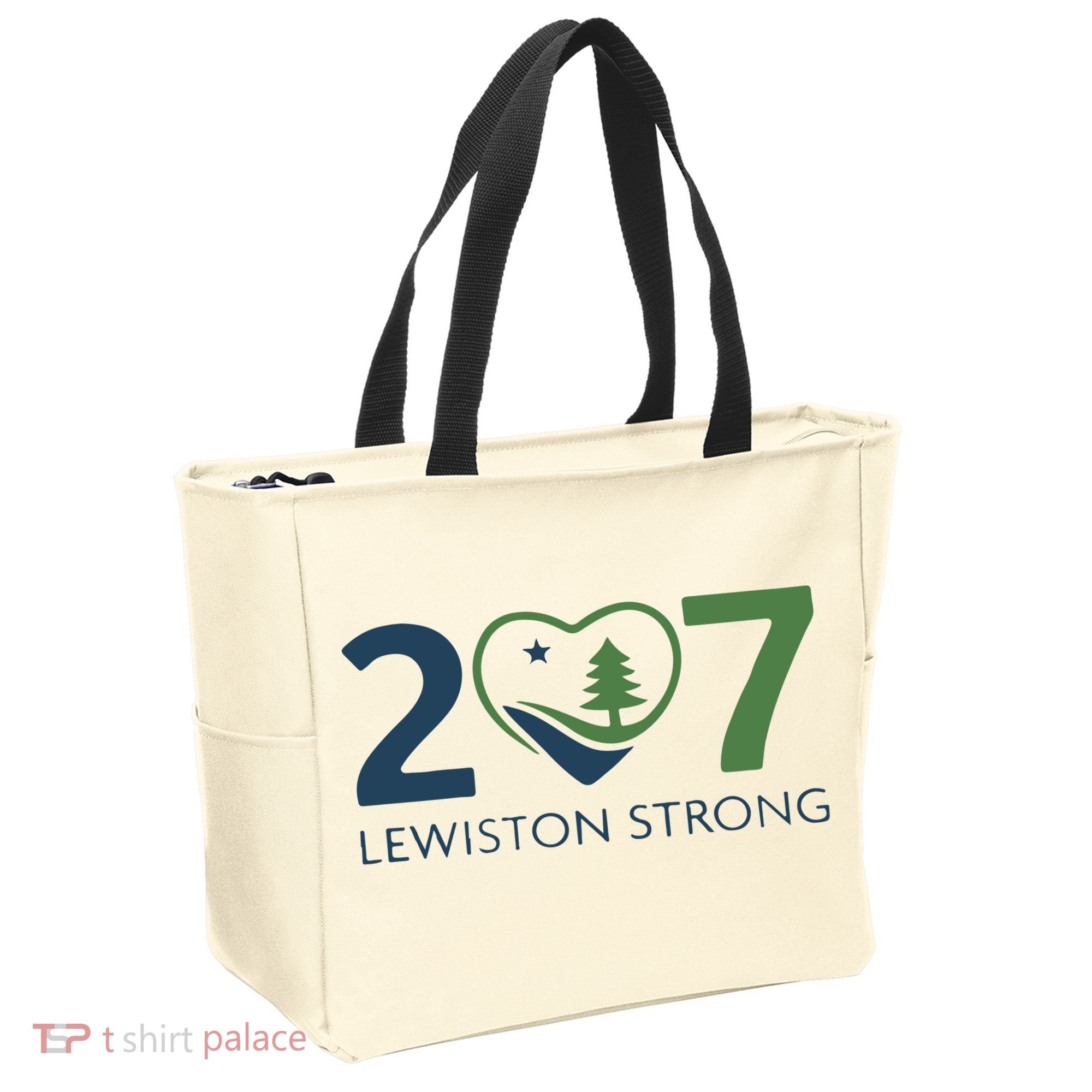 Lewiston Strong 207 Fundraiser Maine Flag In Heart Tote Bag