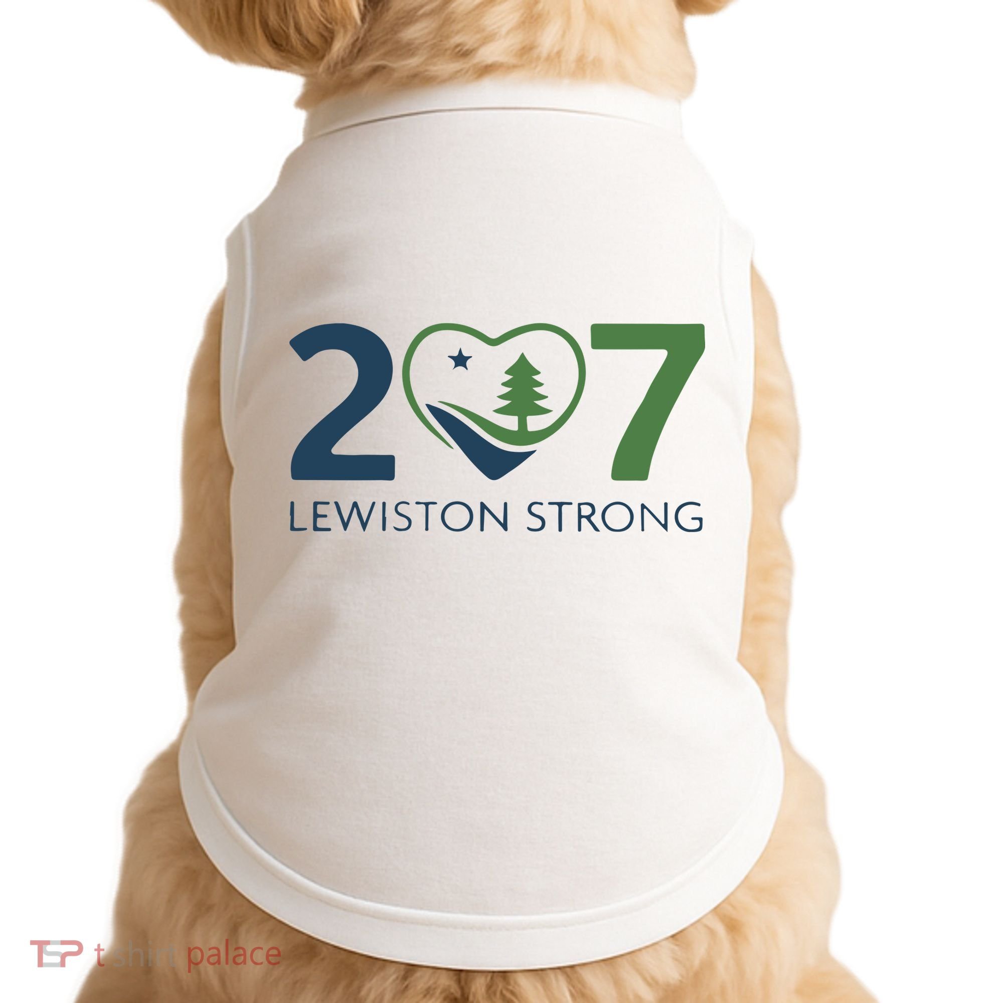 Lewiston Strong 207 Fundraiser Maine Flag In Heart Doggie Tank