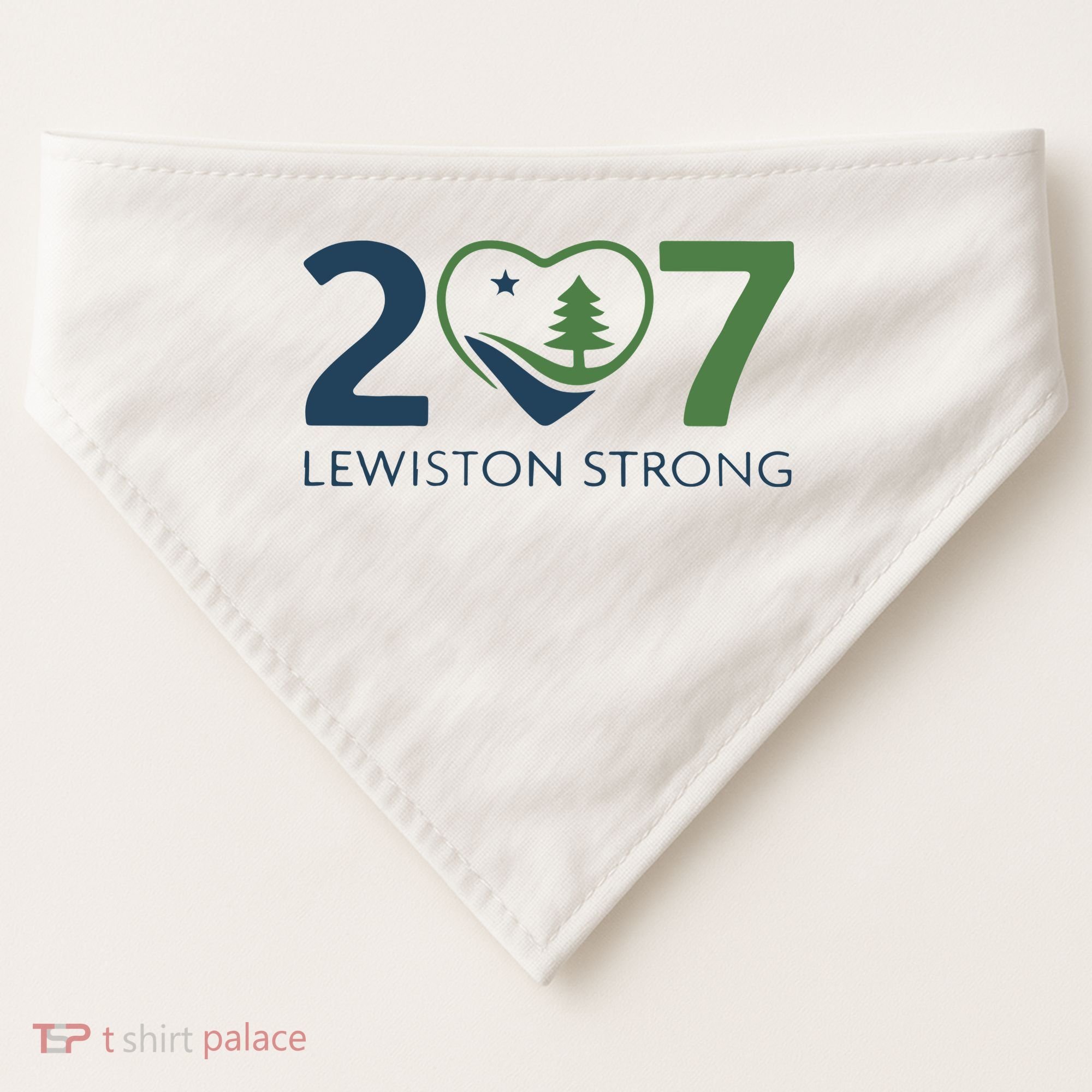 Lewiston Strong 207 Fundraiser Maine Flag In Heart USA-Made Doggie Bandana