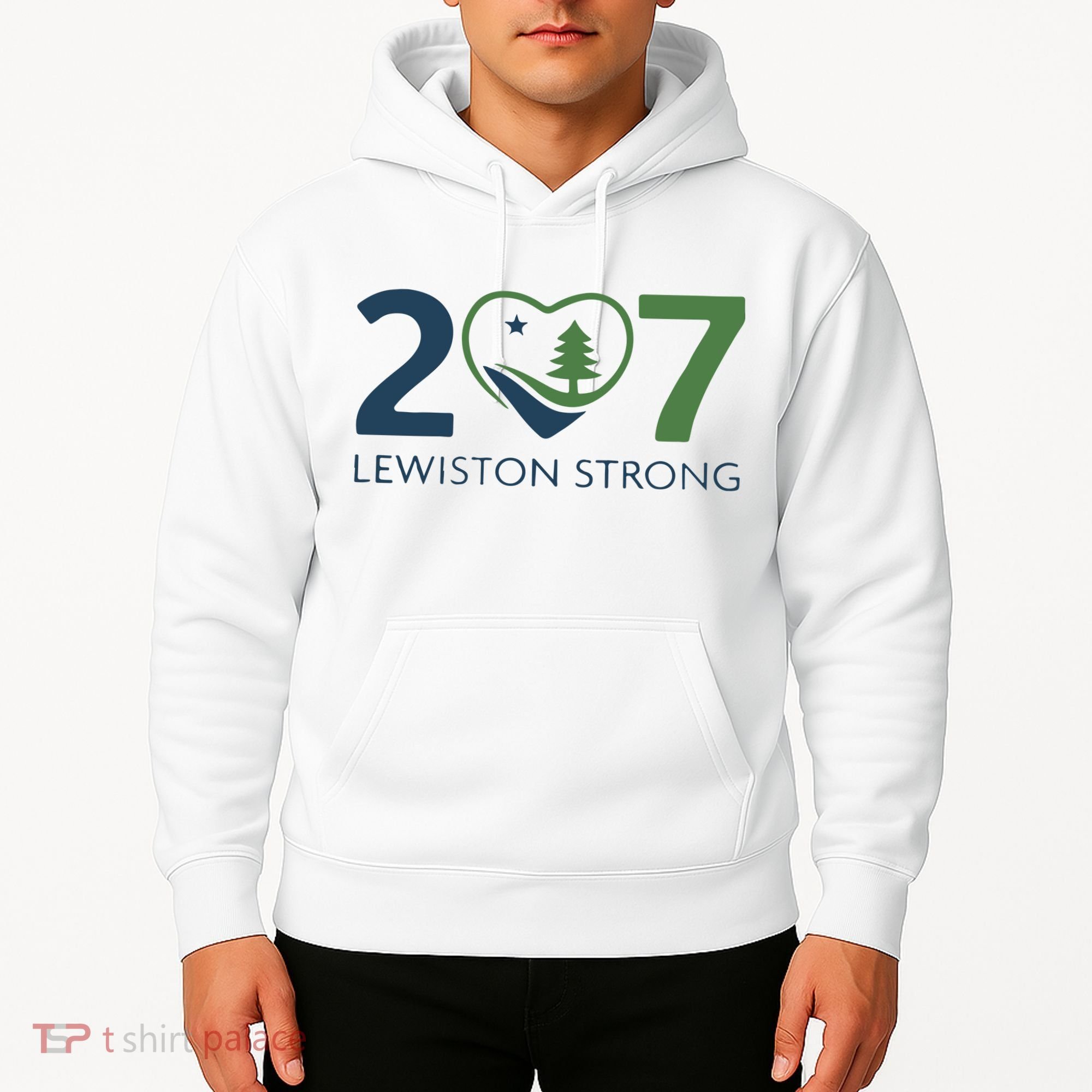 Lewiston Strong 207 Fundraiser Maine Flag In Heart Hoodie