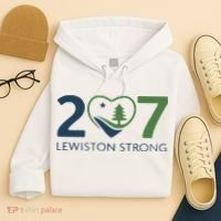 Lewiston Strong 207 Fundraiser Maine Flag In Heart Hoodie thumb 4