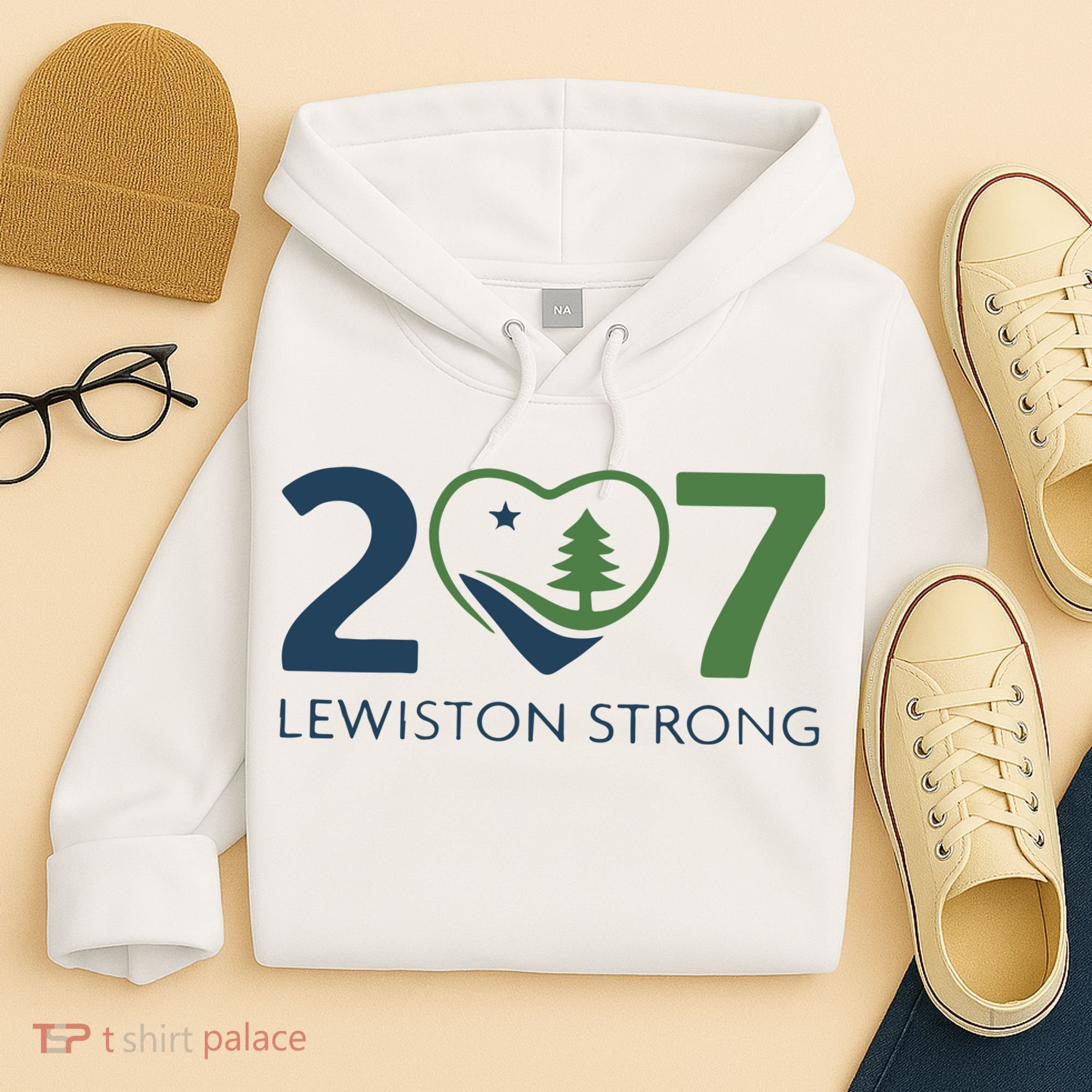 Lewiston Strong 207 Fundraiser Maine Flag In Heart Hoodie
