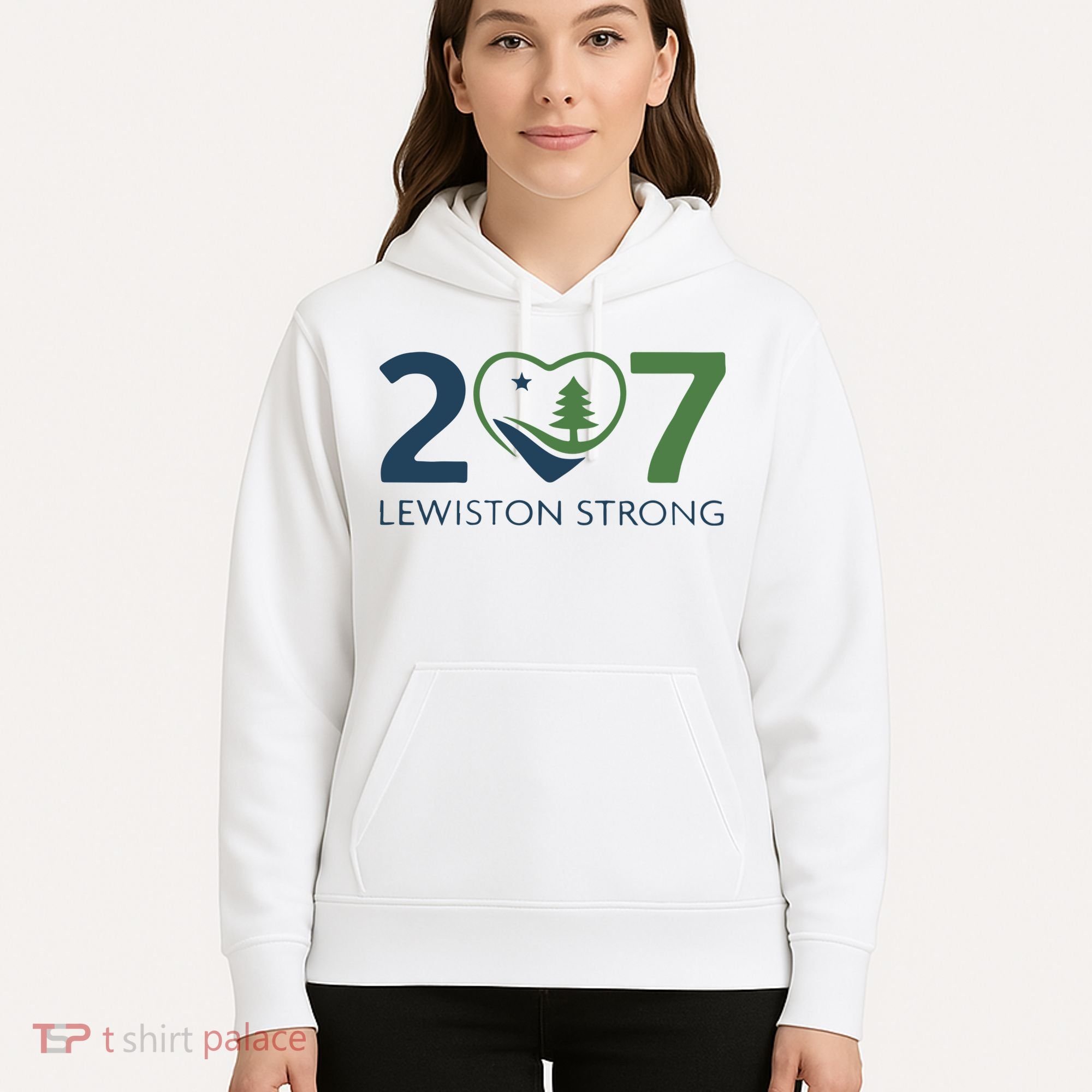 Lewiston Strong 207 Fundraiser Maine Flag In Heart Hoodie