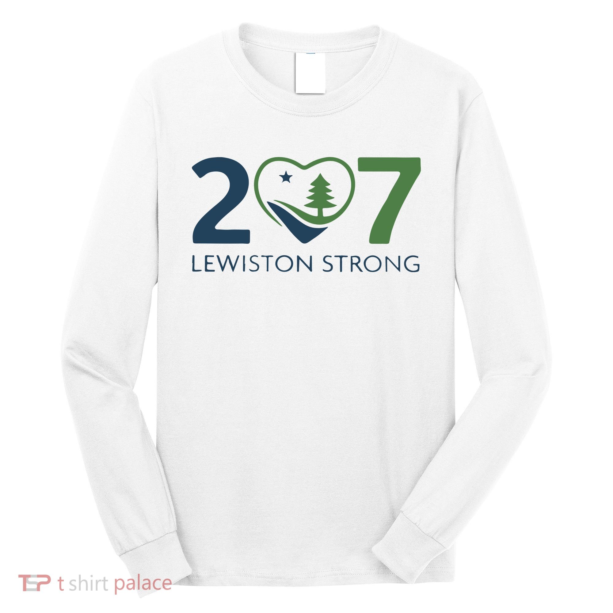 Lewiston Strong 207 Fundraiser Maine Flag In Heart Long Sleeve Shirt
