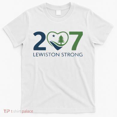 Lewiston Strong 207 Fundraiser Maine Flag In Heart T-Shirt