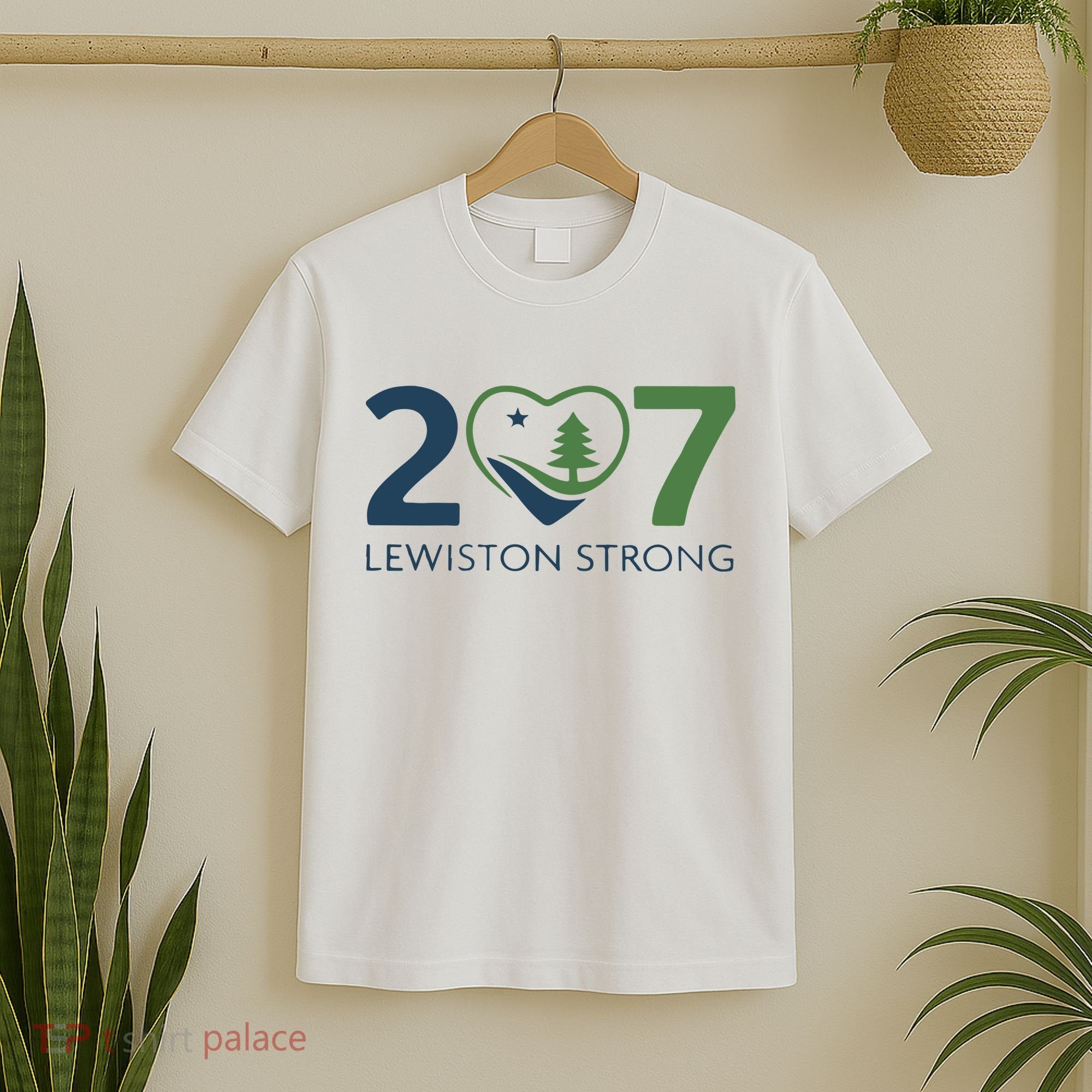 Lewiston Strong 207 Fundraiser Maine Flag In Heart T-Shirt