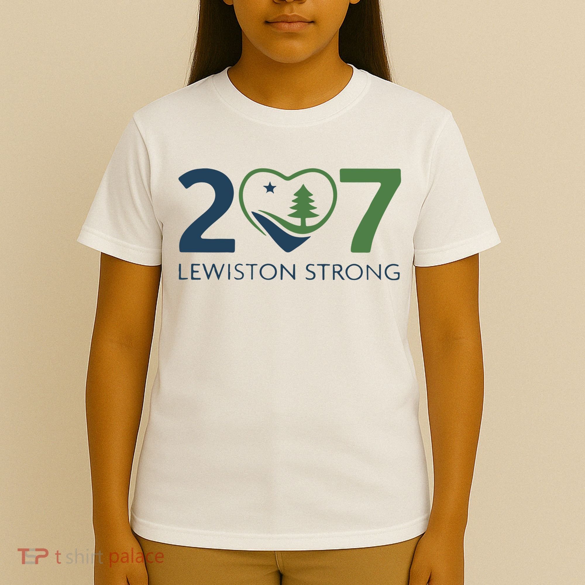 Lewiston Strong 207 Fundraiser Maine Flag In Heart T-Shirt