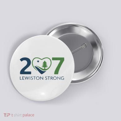 Lewiston Strong 207 Fundraiser Maine Flag In Heart Button