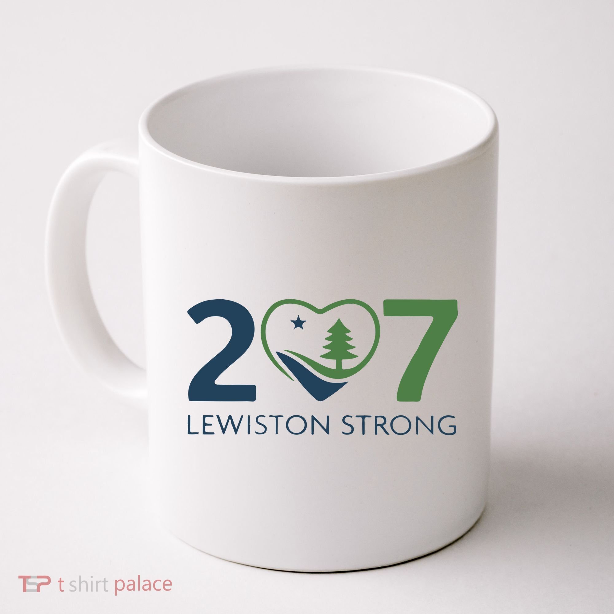 Lewiston Strong 207 Fundraiser Maine Flag In Heart Coffee Mug