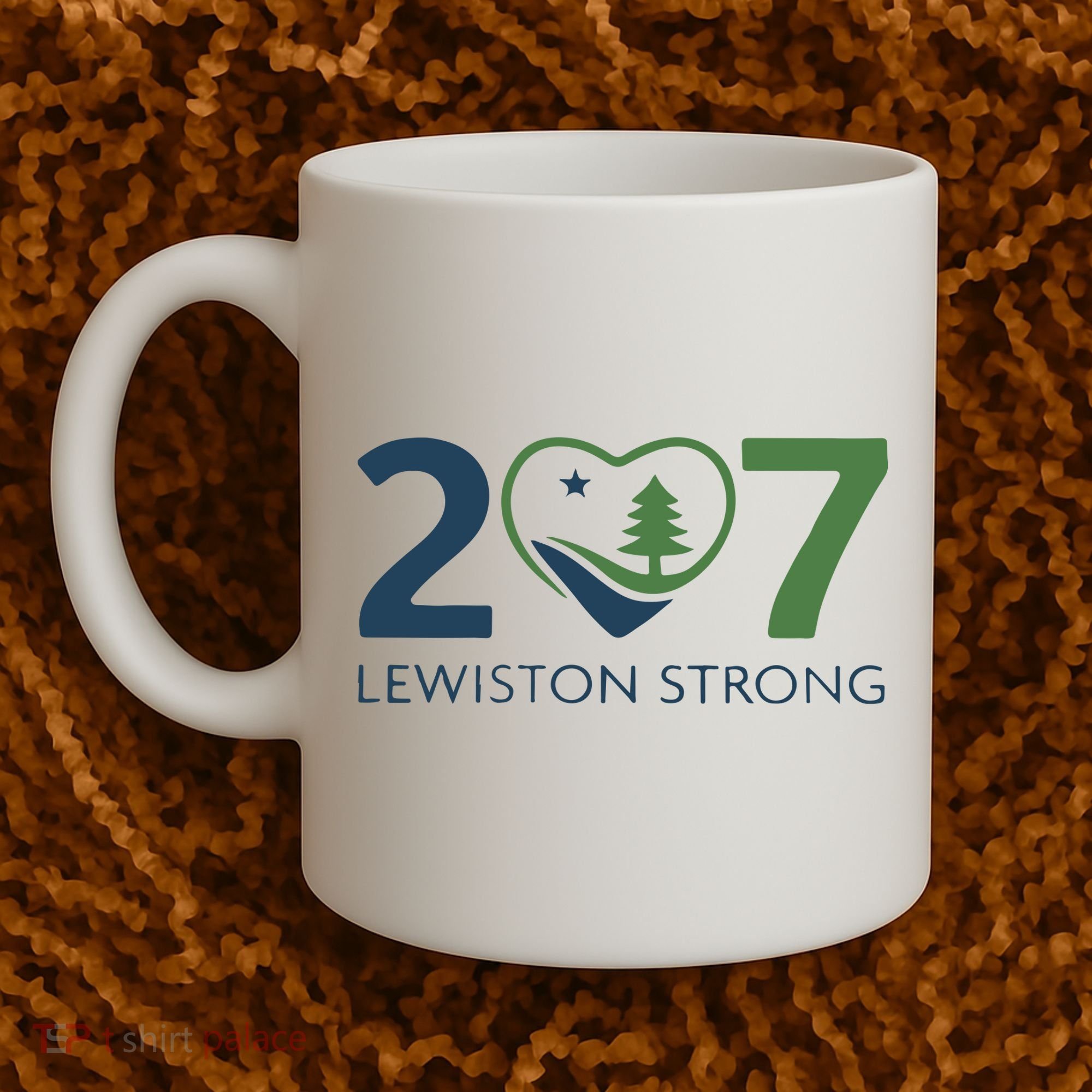 Lewiston Strong 207 Fundraiser Maine Flag In Heart Coffee Mug