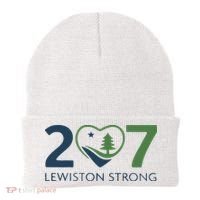 Lewiston Strong 207 Fundraiser Maine Flag In Heart Beanie thumb 0