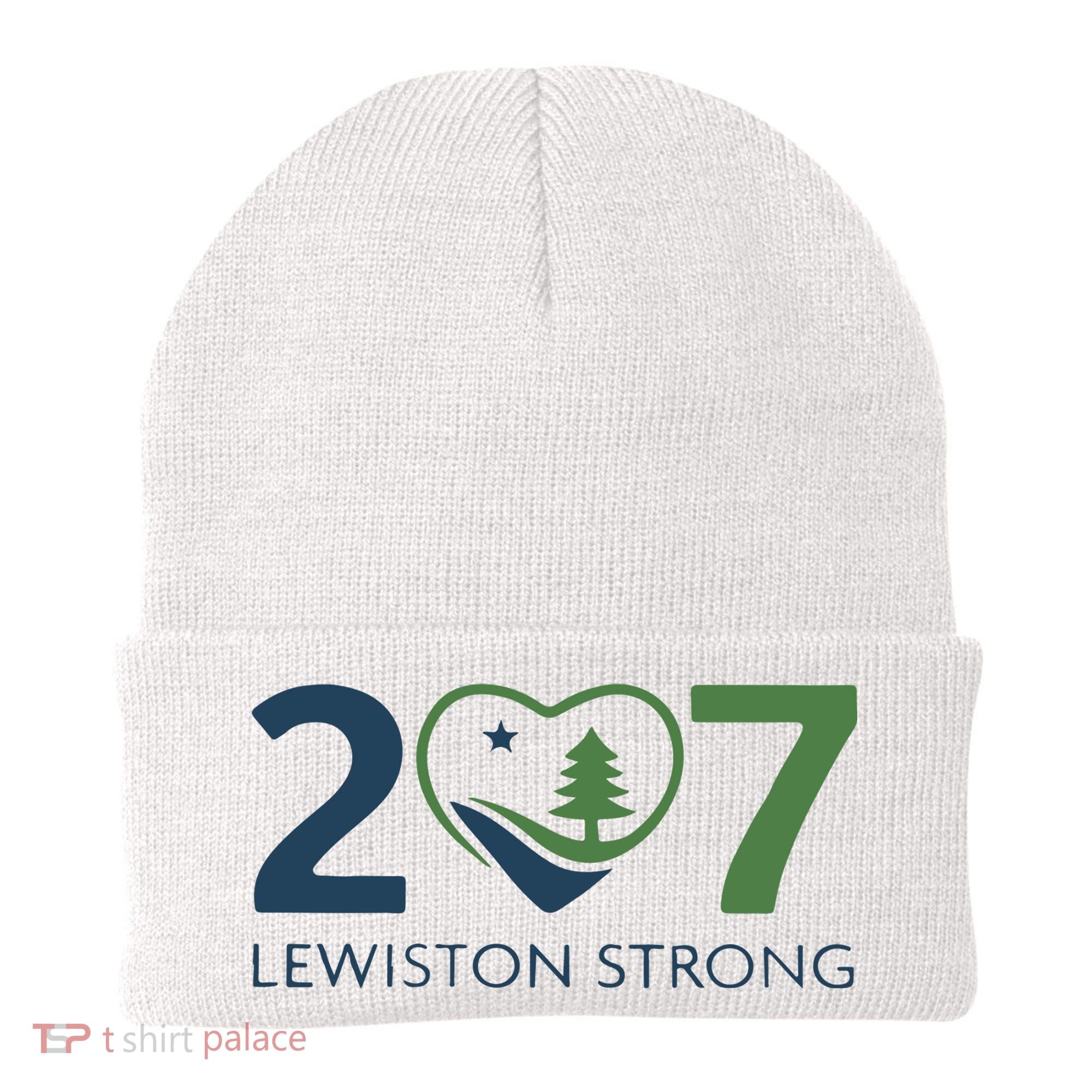 Lewiston Strong 207 Fundraiser Maine Flag In Heart Beanie