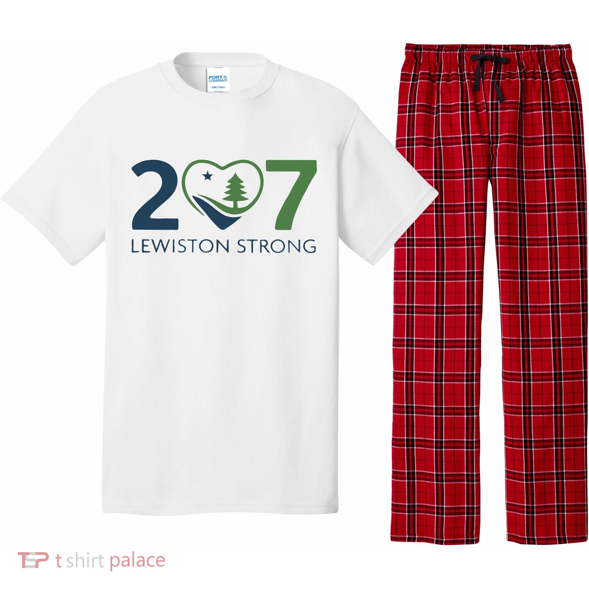 Lewiston Strong 207 Fundraiser Maine Flag In Heart Pajama Set