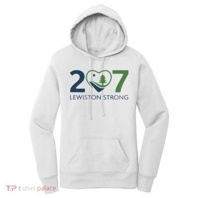 Lewiston Strong 207 Fundraiser Maine Flag In Heart Women's Hoodie