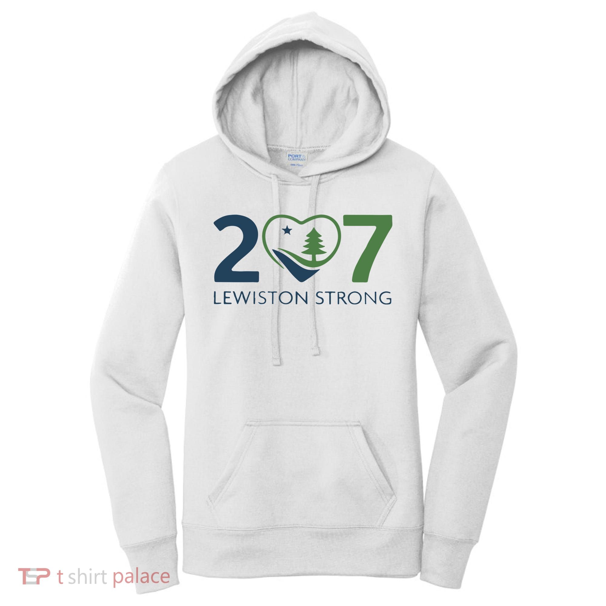 Lewiston Strong 207 Fundraiser Maine Flag In Heart Women's Hoodie