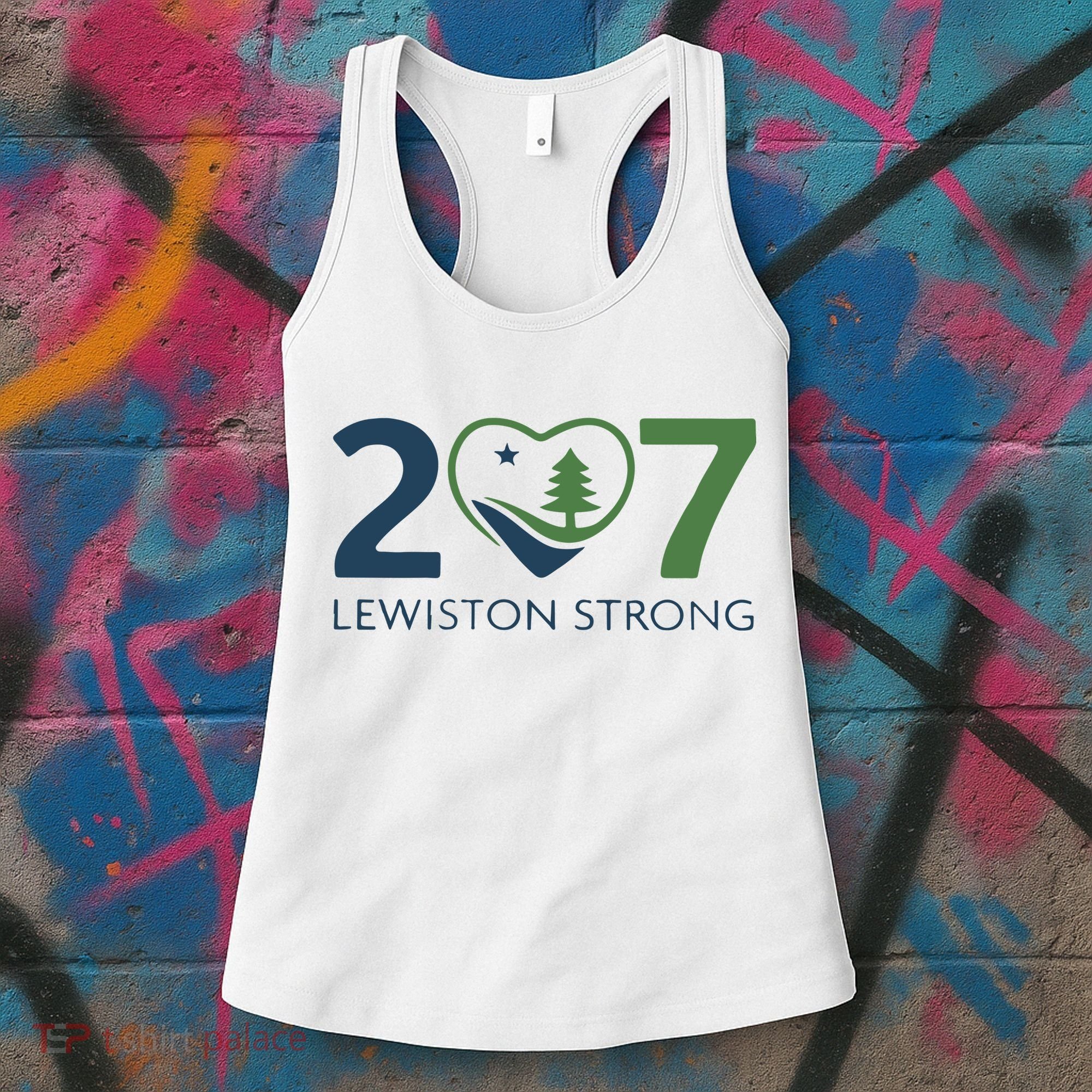 Lewiston Strong 207 Fundraiser Maine Flag In Heart Women's Tank Top