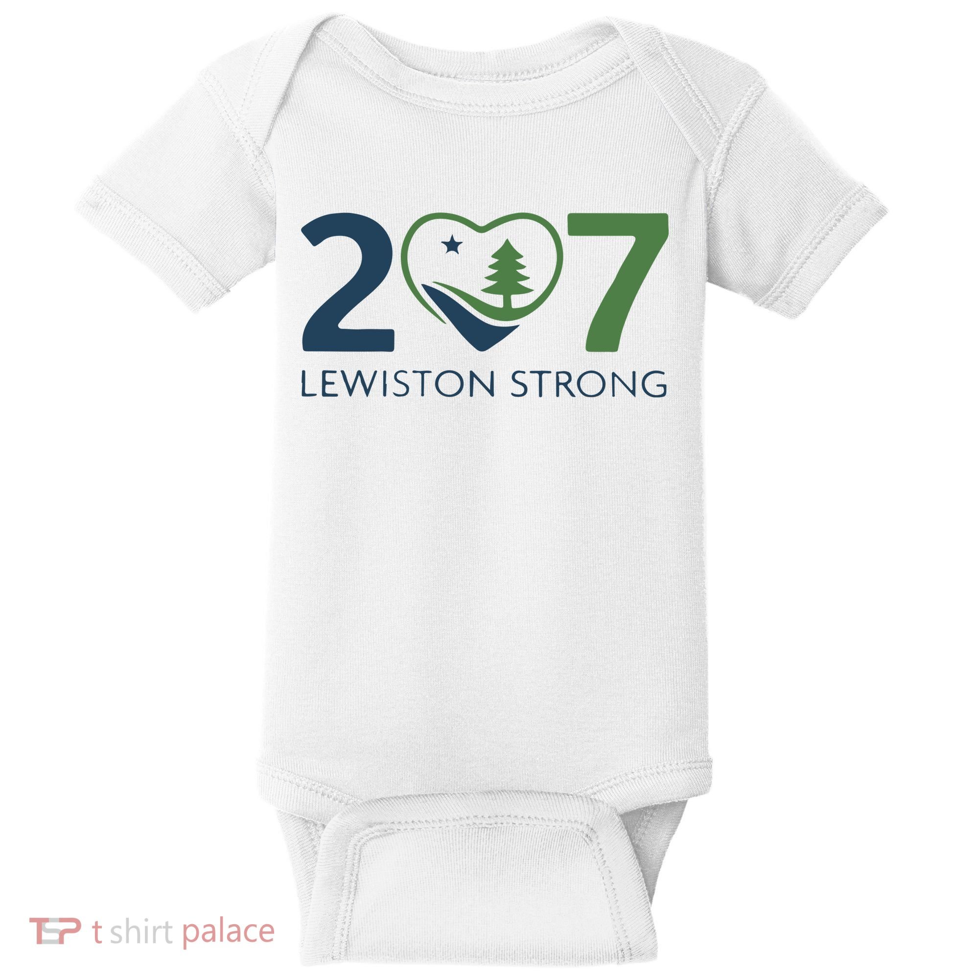 Lewiston Strong 207 Fundraiser Maine Flag In Heart Baby Bodysuit