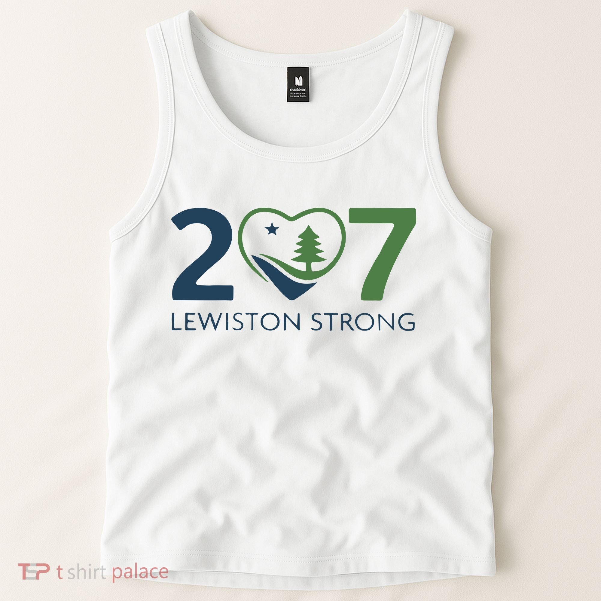 Lewiston Strong 207 Fundraiser Maine Flag In Heart Tank Top