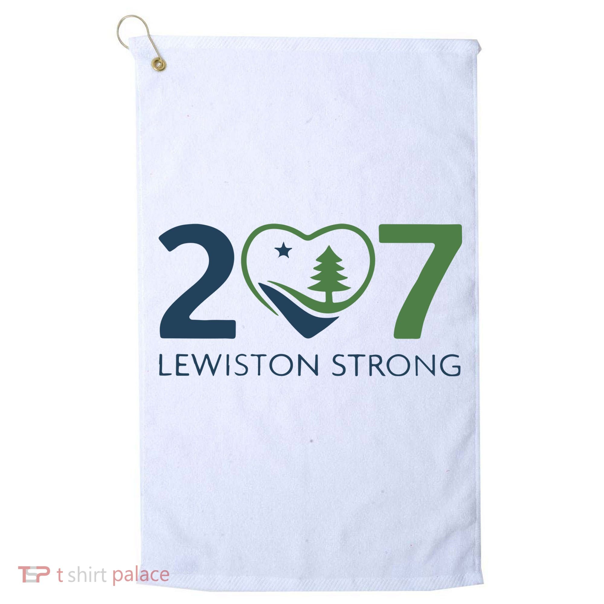 Lewiston Strong 207 Fundraiser Maine Flag In Heart Golf Towel