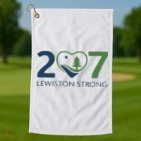 Lewiston Strong 207 Fundraiser Maine Flag In Heart Golf Towel thumb 1
