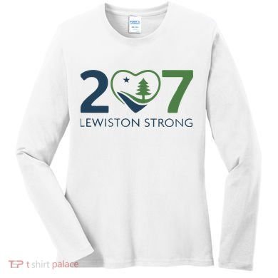 Lewiston Strong 207 Fundraiser Maine Flag In Heart Women's Long Sleeve Shirt