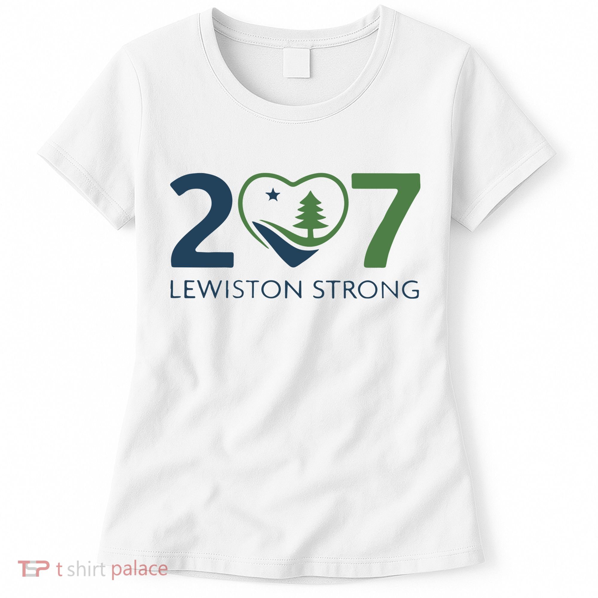 Lewiston Strong 207 Fundraiser Maine Flag In Heart Women's T-Shirt