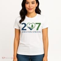 Lewiston Strong 207 Fundraiser Maine Flag In Heart Women's T-Shirt thumb 4