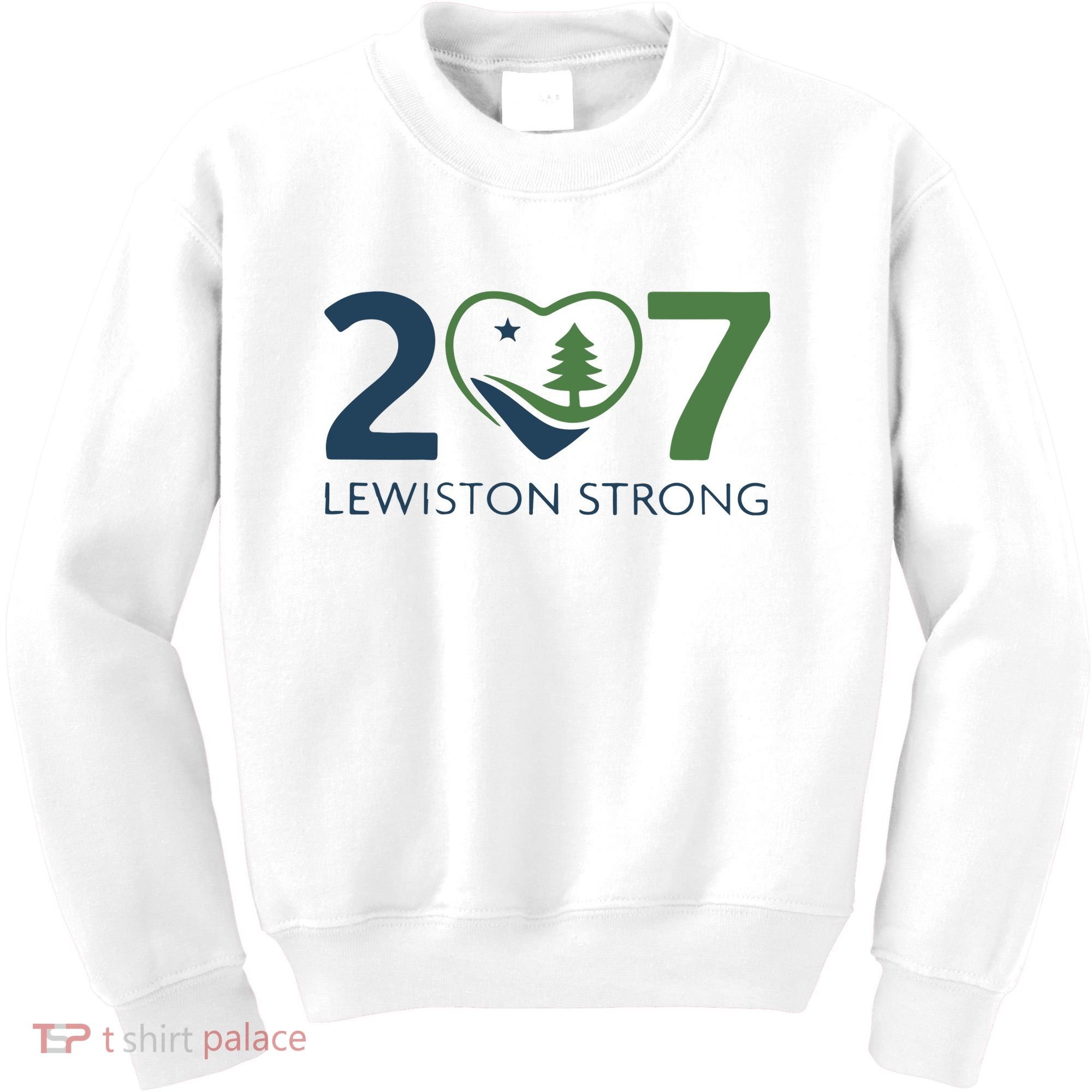Lewiston Strong 207 Fundraiser Maine Flag In Heart Kids Sweatshirt