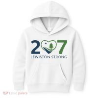 Lewiston Strong 207 Fundraiser Maine Flag In Heart Kids Hoodie thumb 0
