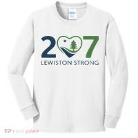 Lewiston Strong 207 Fundraiser Maine Flag In Heart Kids Long Sleeve Shirt thumb 0