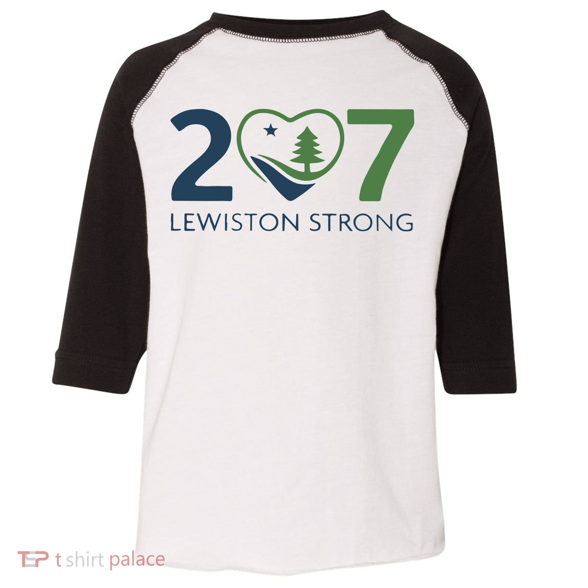 Lewiston Strong 207 Fundraiser Maine Flag In Heart Toddler Fine Jersey T-Shirt