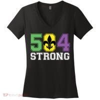 Louisiana Strong 504 Nola Strong Long Sleeve Women's V-Neck T-Shirt thumb 0