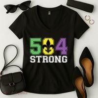 Louisiana Strong 504 Nola Strong Long Sleeve Women's V-Neck T-Shirt thumb 2