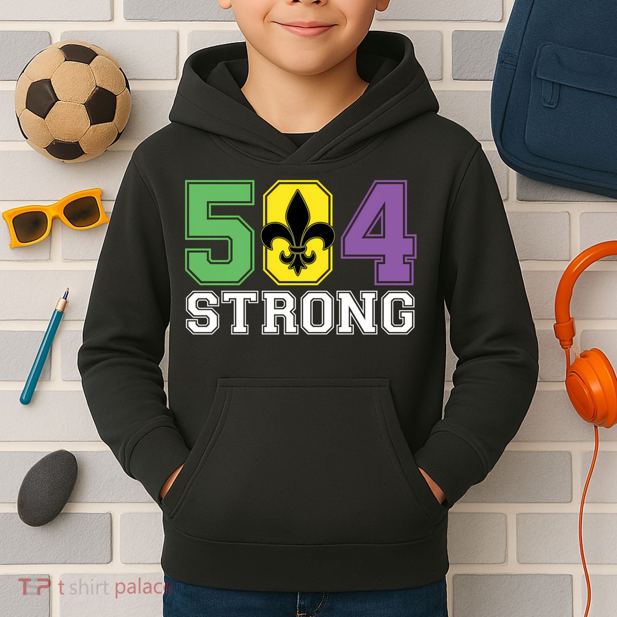 Louisiana Strong 504 Nola Strong Long Sleeve Kids Hoodie
