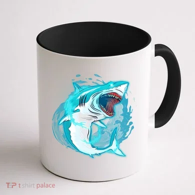 Leaping Shark Attack Coffee Mug back