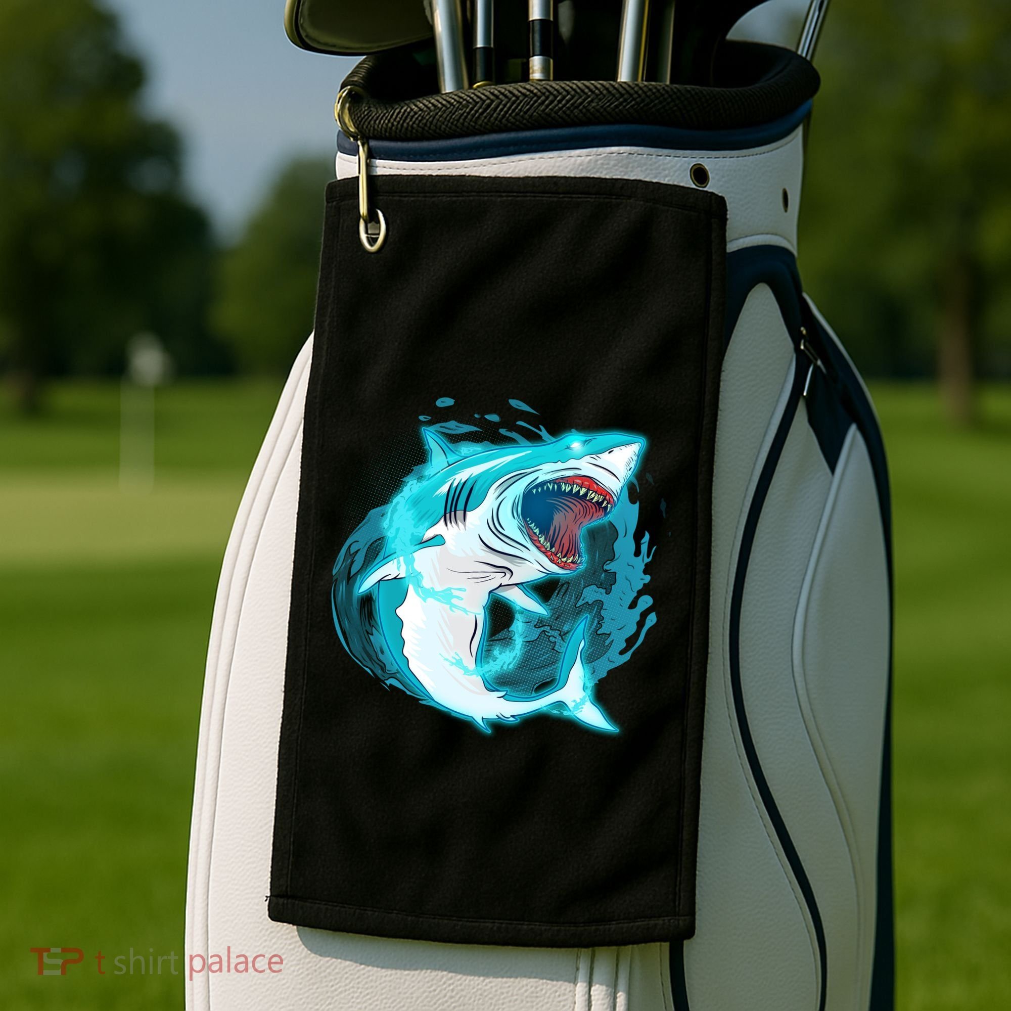 Leaping Shark Attack Golf Towel