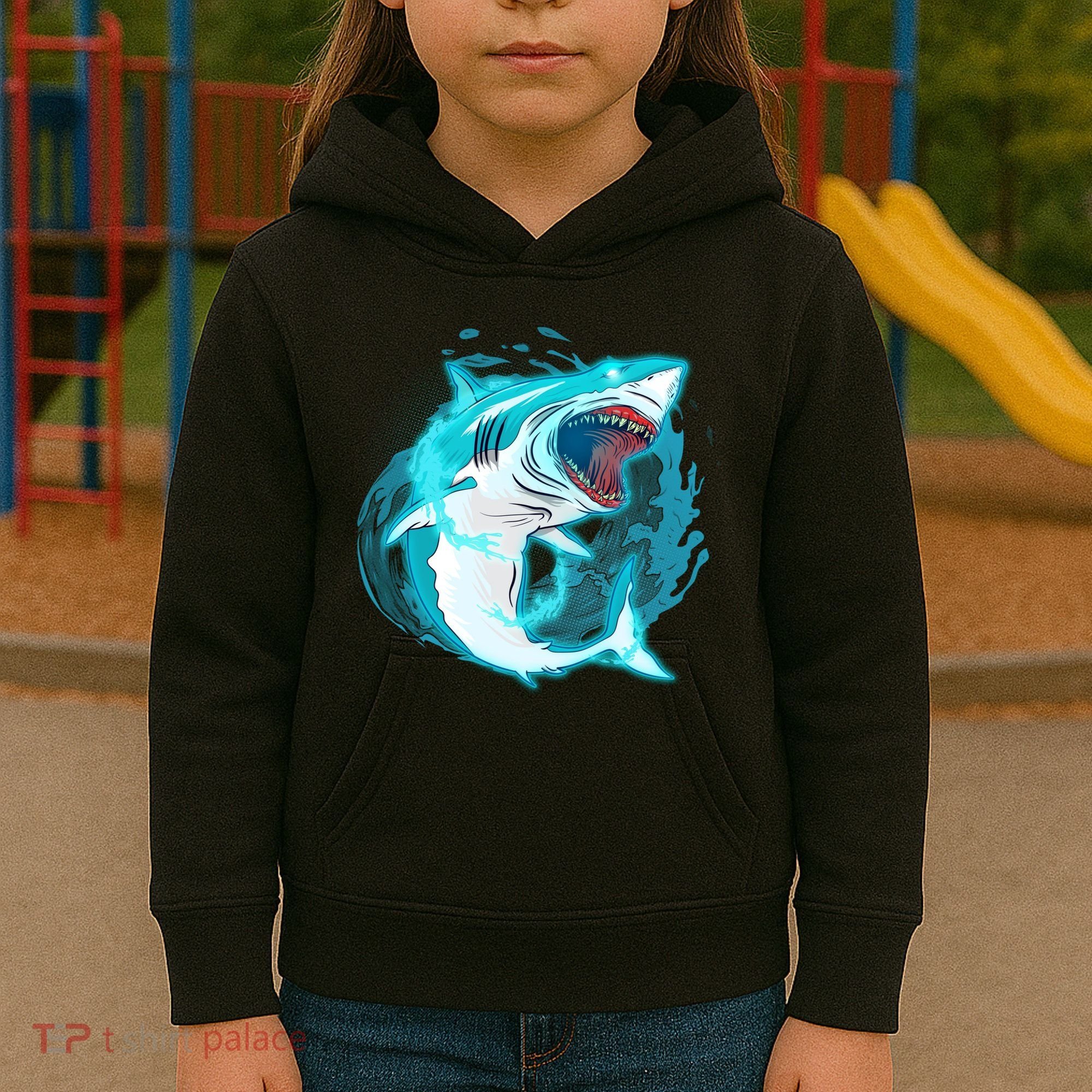 Leaping Shark Attack Kids Hoodie