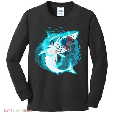 Leaping Shark Attack Kids Long Sleeve Shirt