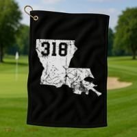 Louisiana State Area Code 318 New Orleans Mardi Gras Golf Towel thumb 1